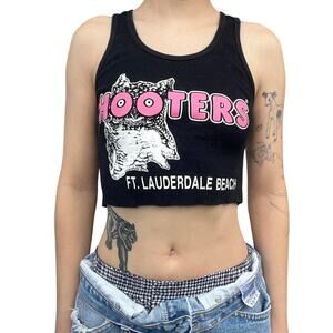 Hooters cropped black and pink